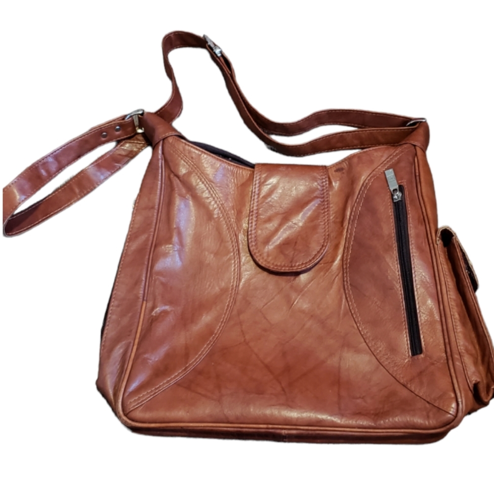 Ashlin genuine leather cognac tan shoulder bag purse